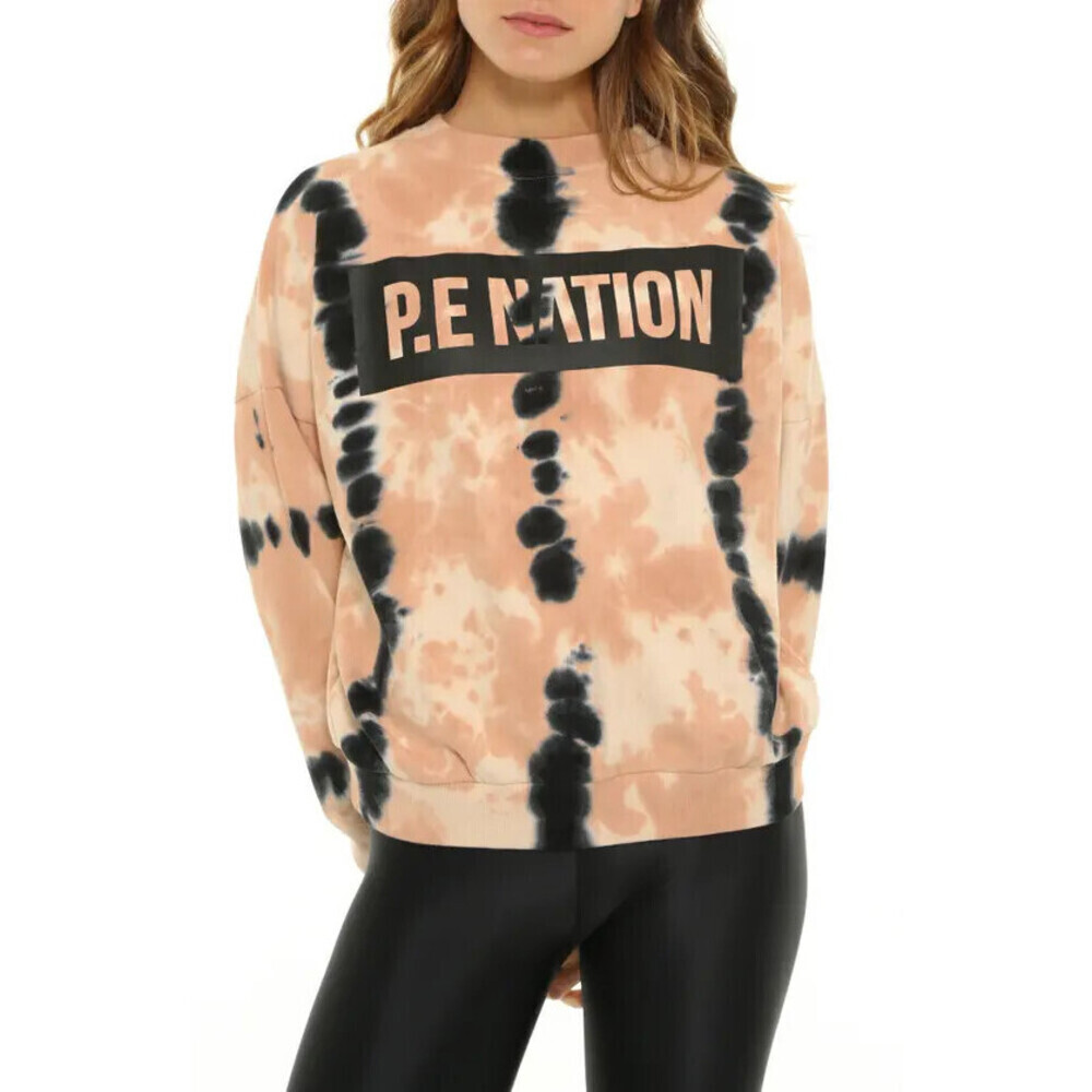P.E Nation Score Runner Tie Dyed Sweatshirt In Coral Mid Gold Size XS